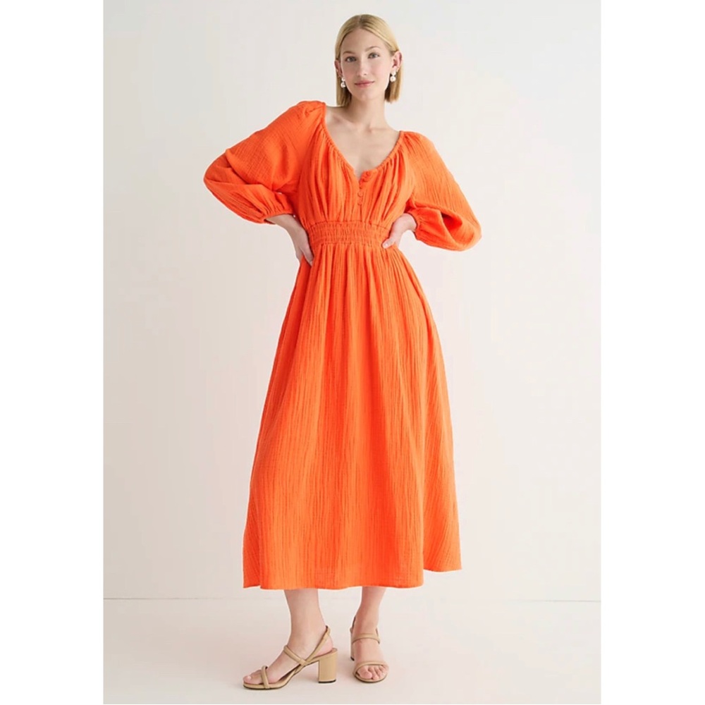 J. Crew V Neck Midi Dress in Soft Gauze - Picture 7 of 7